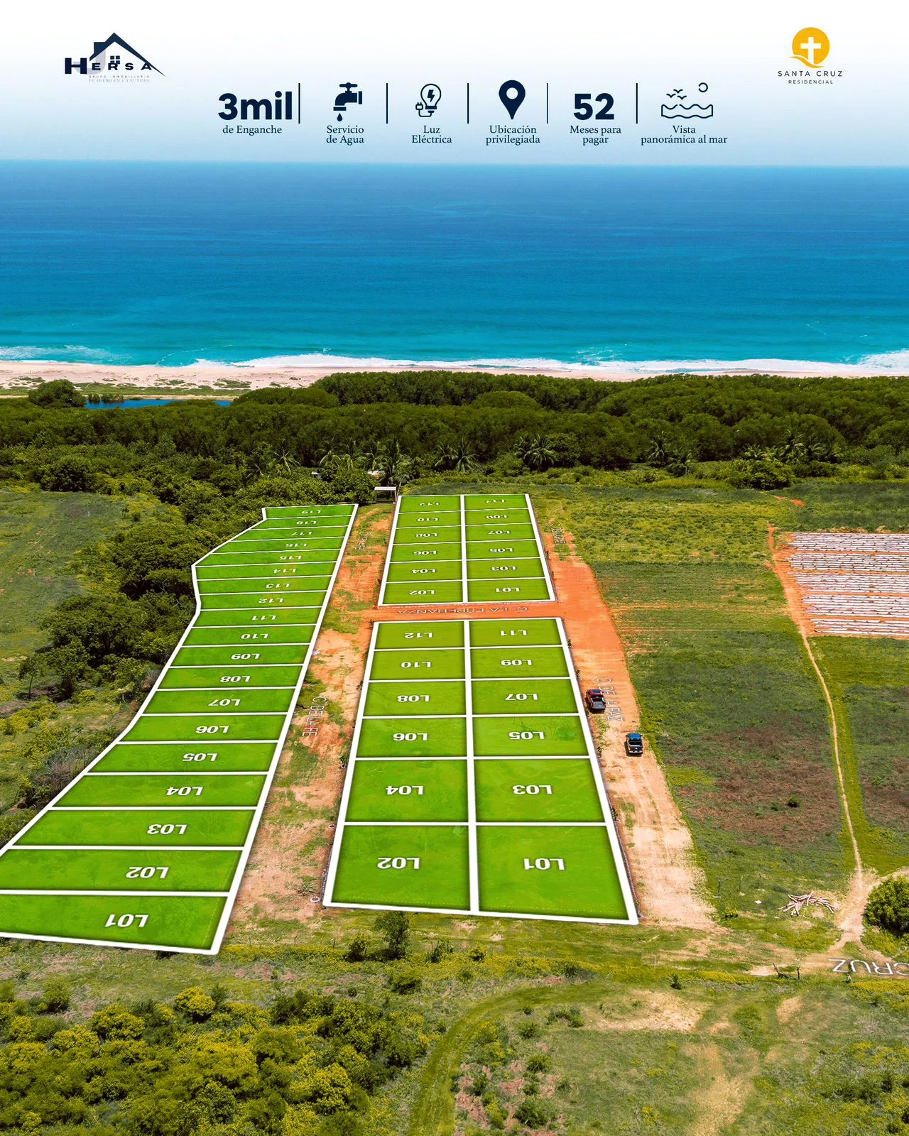 Lotes con servicios fraccionamiento Santa Cruz Residencial Puerto Escondido